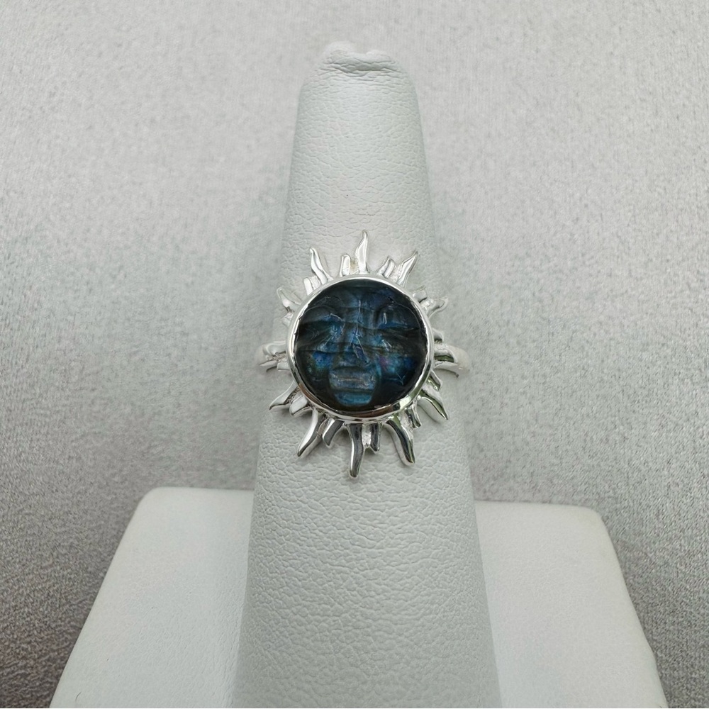 Labradorite Sun Face S925 Ring - image 1